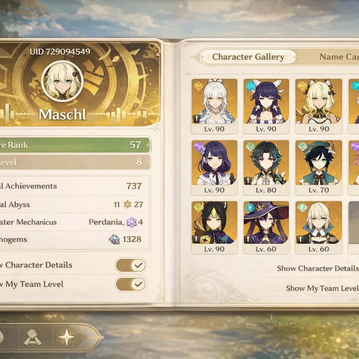 GENSHIN 57 AR HESAP DETAYLAR AÇIKLAMADA