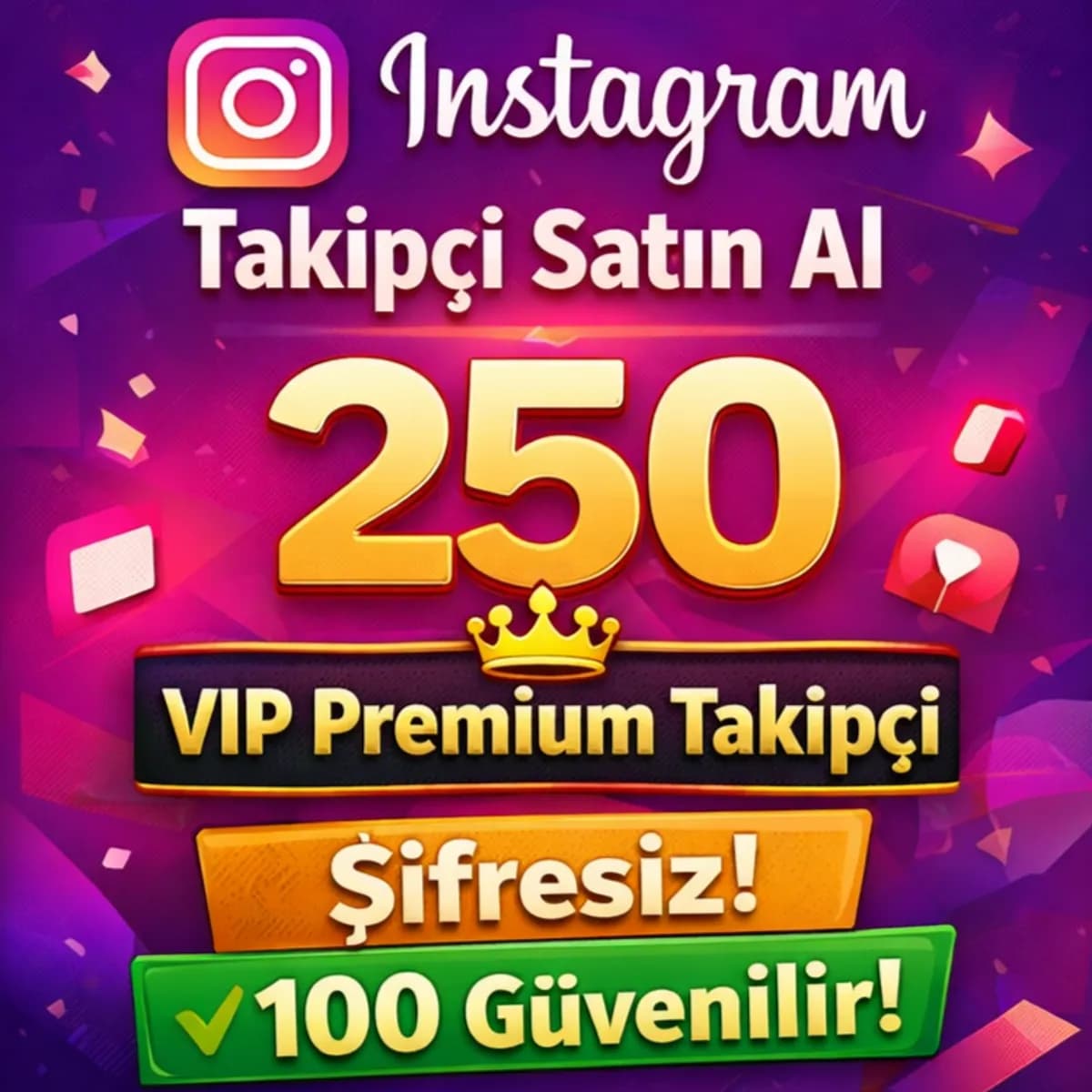 İNSTAGRAM 250 Takipçi Satın Al 365 Gün Garantili %100 Etkileşim VIP