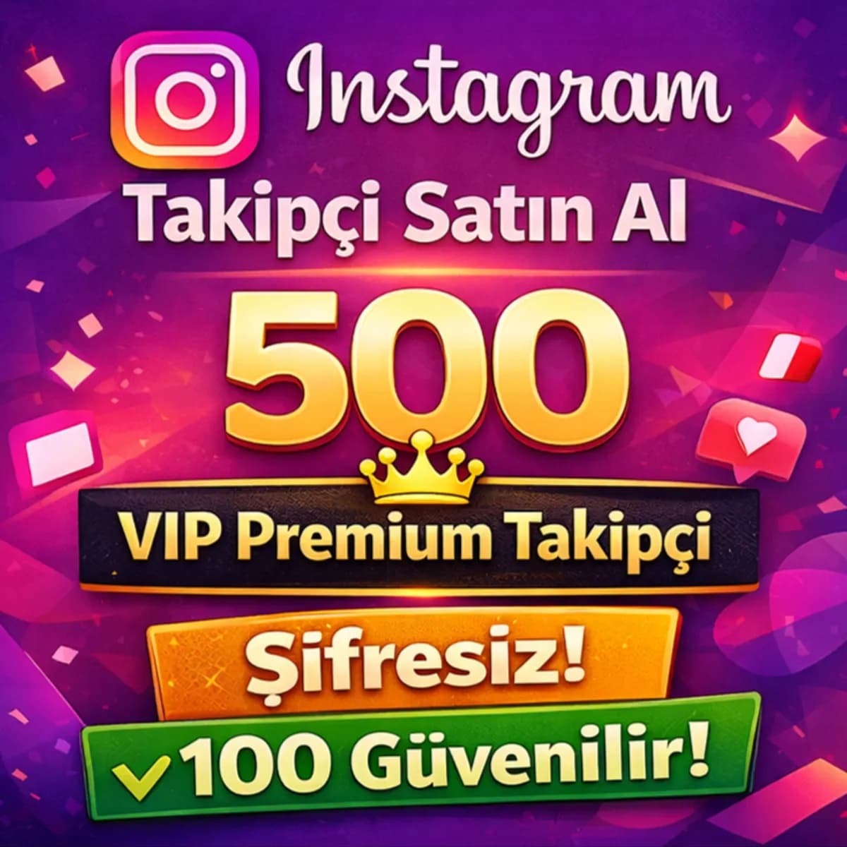 İNSTAGRAM 500 Takipçi Satın Al 365 Gün Garantili %100 Etkileşim VIP