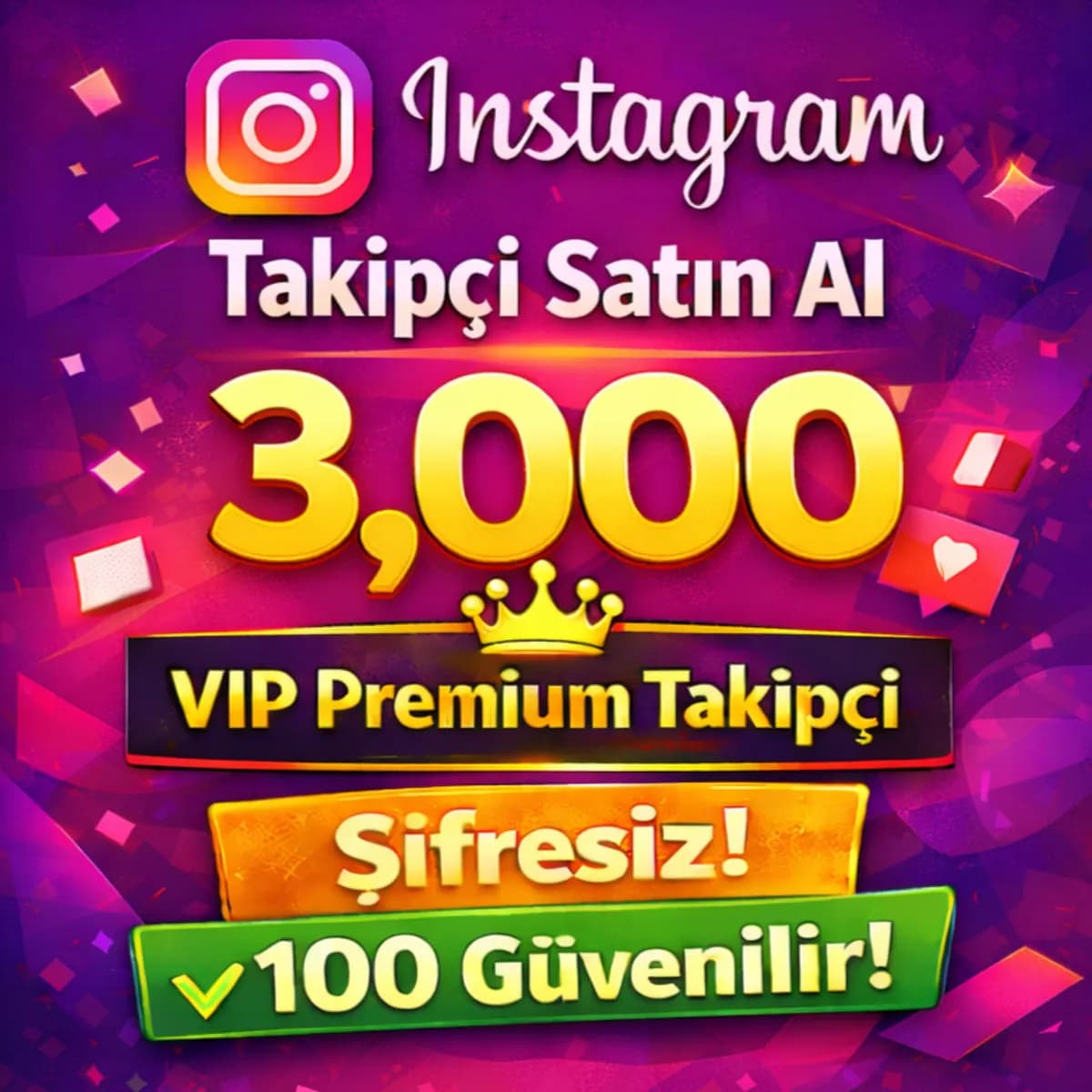 İNSTAGRAM 3000 Takipçi Satın Al - 365 Gün Garantili %100 Etkileşim VIP