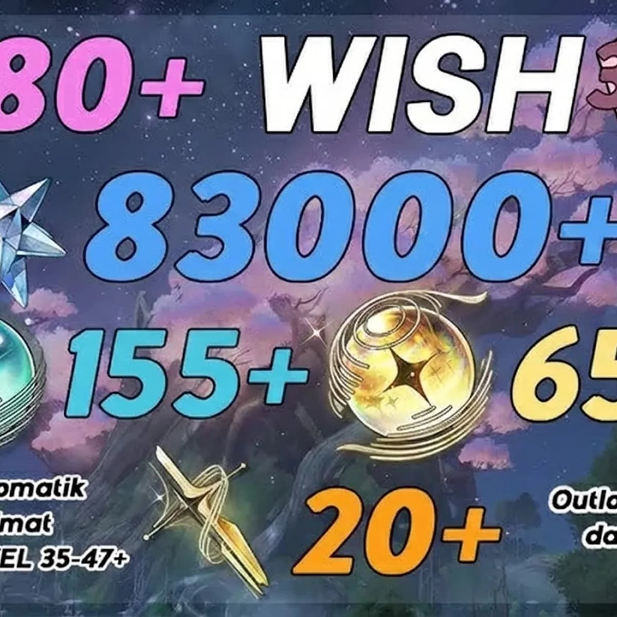 UL35+ | 880+ Wish 83000 Astrite 150+65+20 Tide