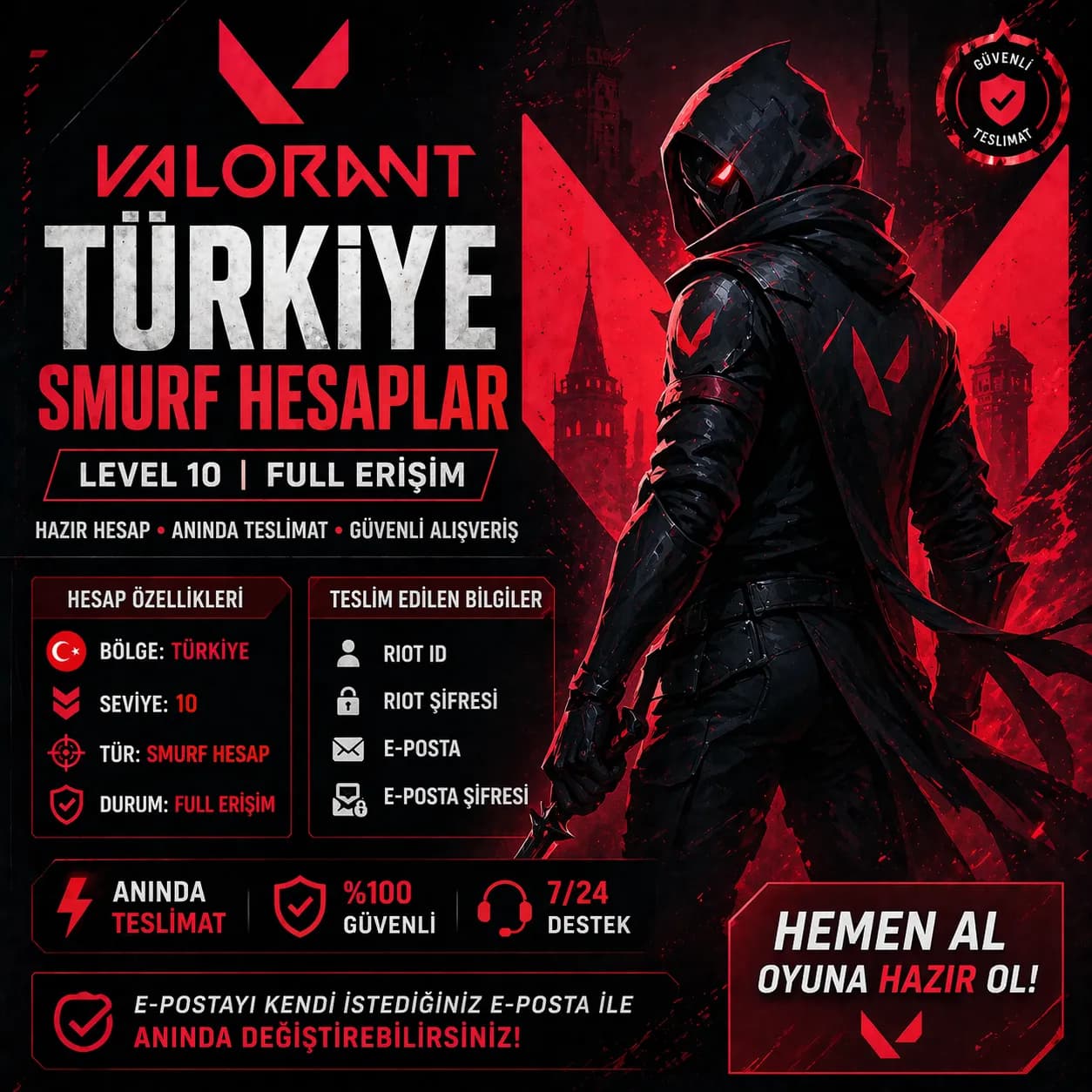 🚀 Valorant TR Hesap | Level 10 Smurf | Anında Kullanım