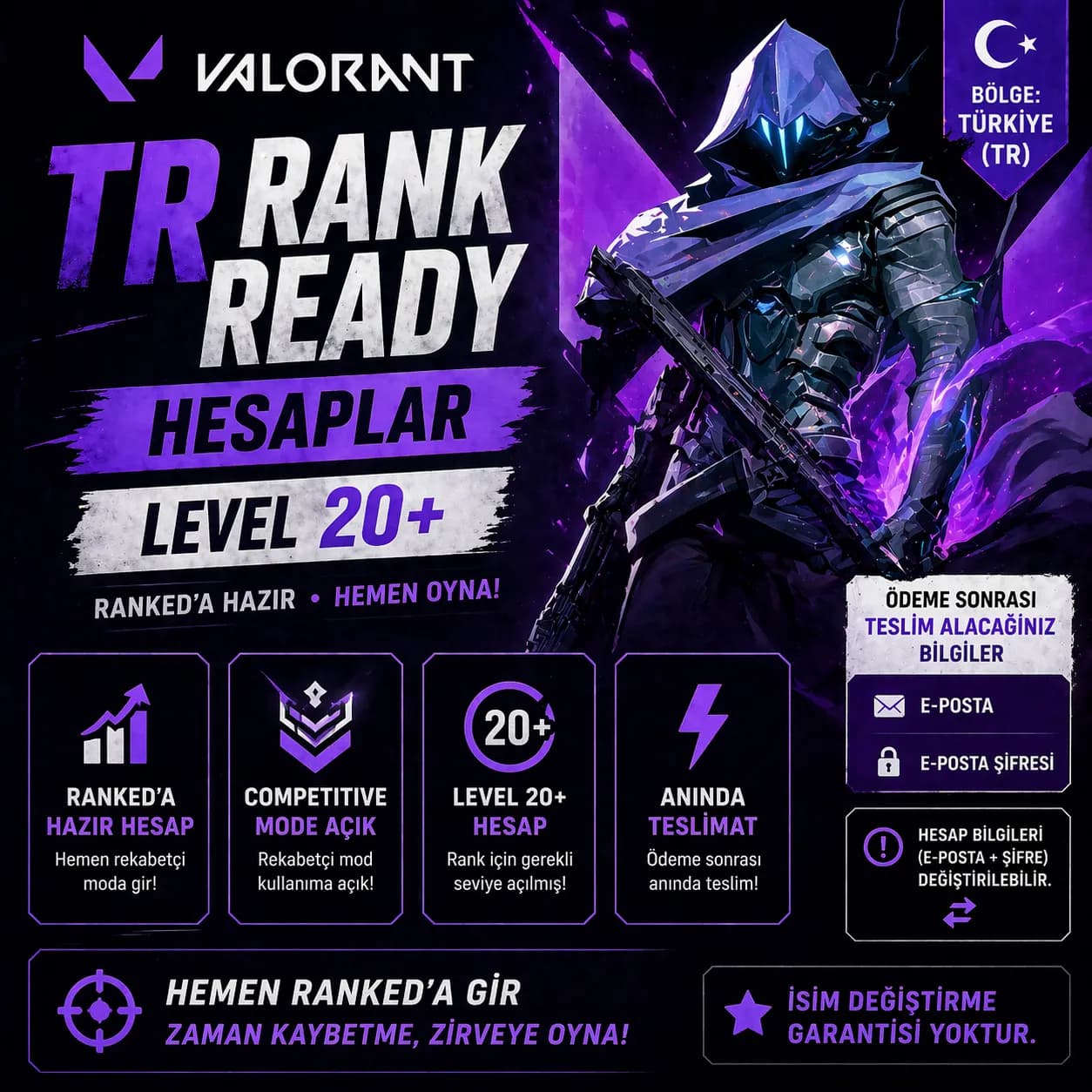 🎮 Valorant TR Ranked Açık Hesap (Level 20+) 🚀