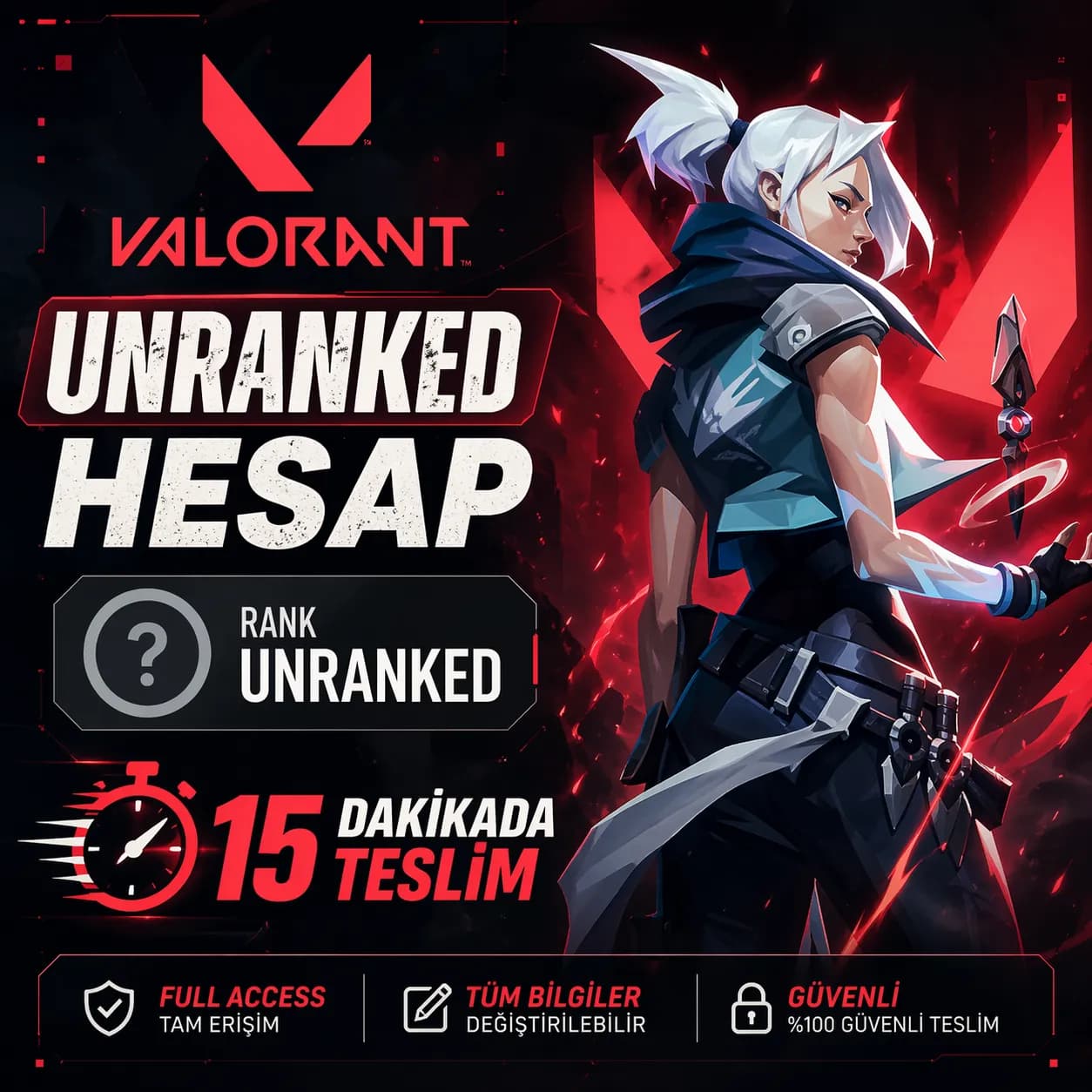 🔥 VALORANT HESABI | EU | UNRANKED | LEVEL 15-19 | TAM ERİŞİM 🔥
