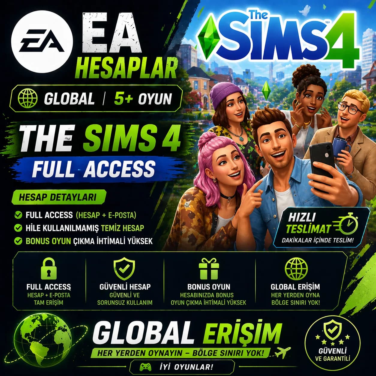 🔥 EA HESAP | GLOBAL | 5+ OYUN | THE SIMS 4 🔥