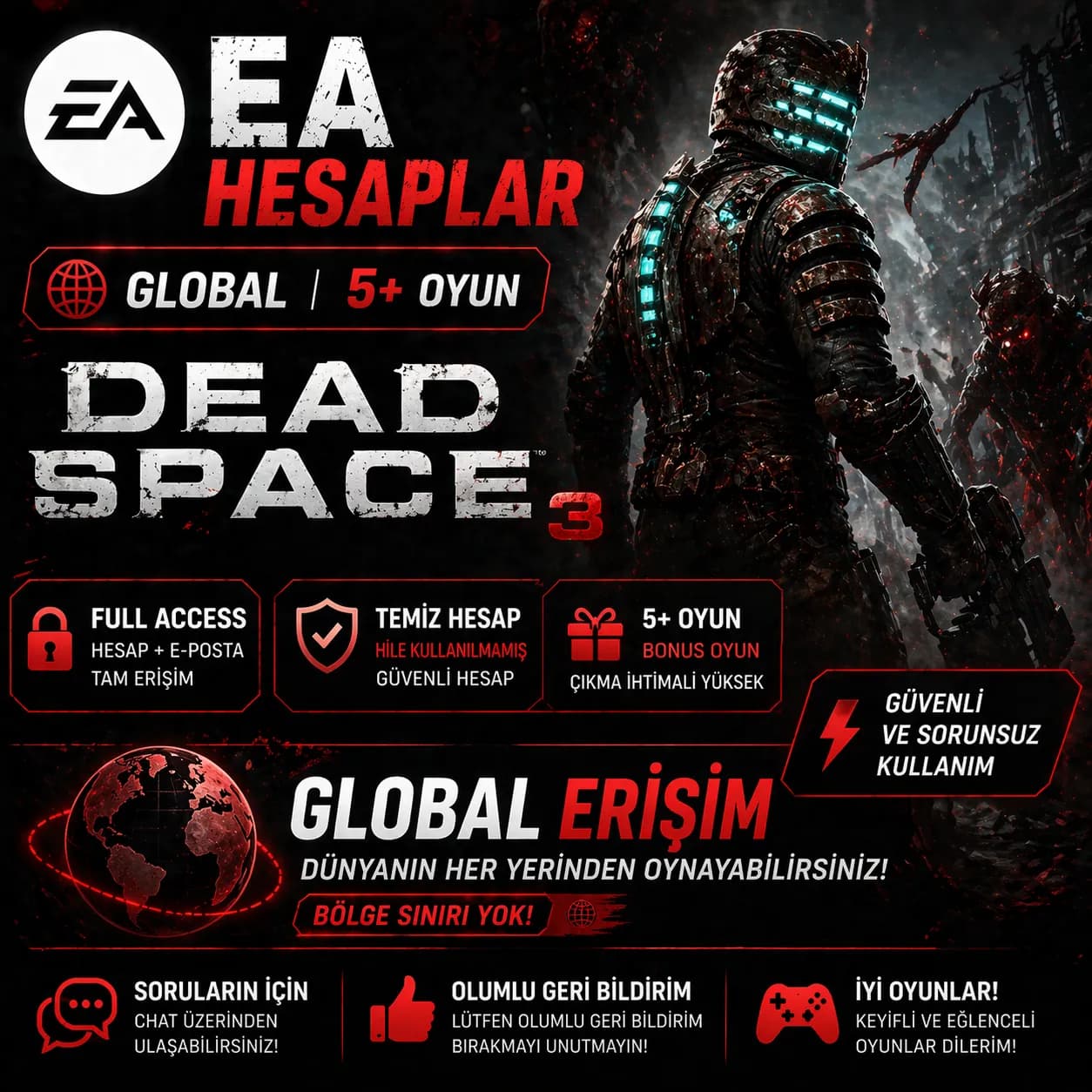 🔥 EA HESAP | GLOBAL | 5+ OYUN | DEAD SPACE 3
