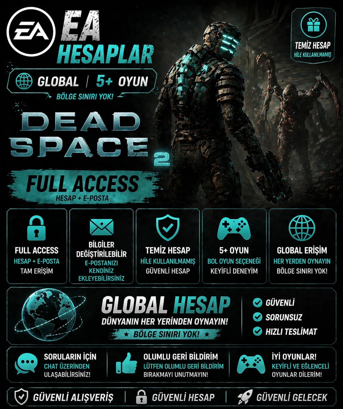 🔥 EA HESAP | GLOBAL | 5+ OYUN | DEAD SPACE 2 🔥
