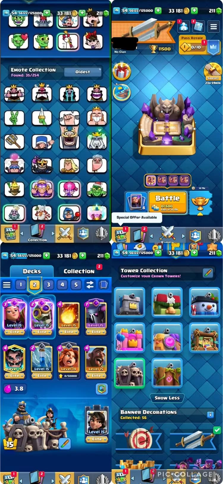 CR Global | 11.5K🏆 | KT15 | Lv54 | 8 Elite | 9 Evo | 114 Cards