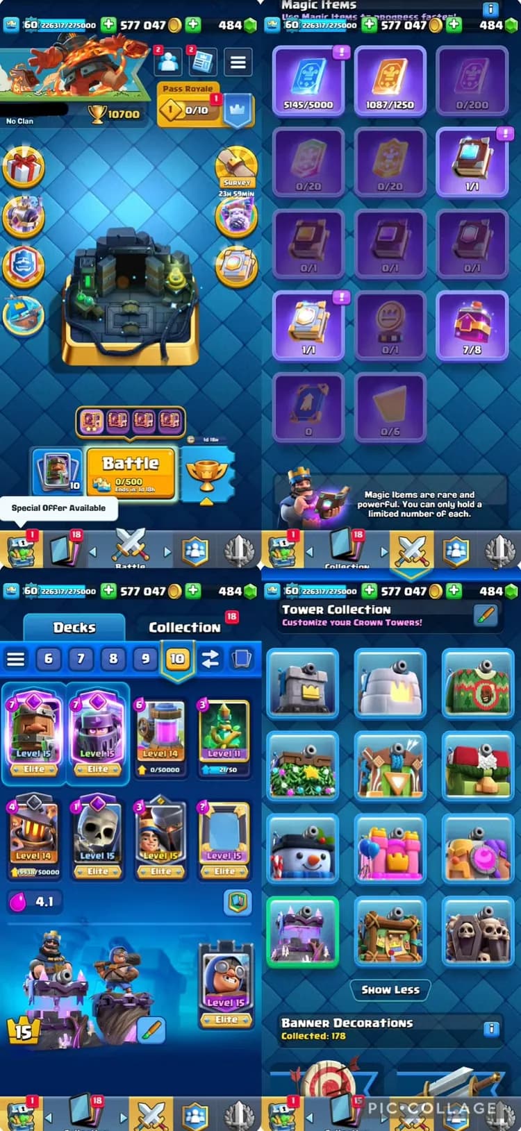 CR Global | 10.7K🏆 | KT15 | Lv60 | 120 Cards | 24 Elite | 19 Evo