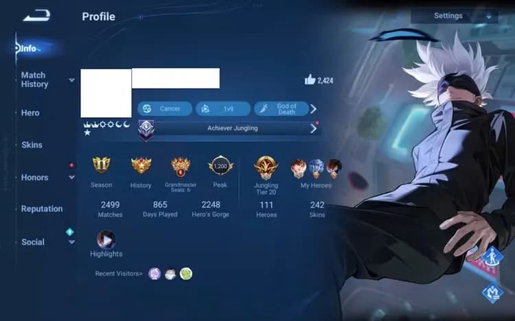 Global | Lv169 - Master II (S13) - 111 Heroes - 242 Skins
