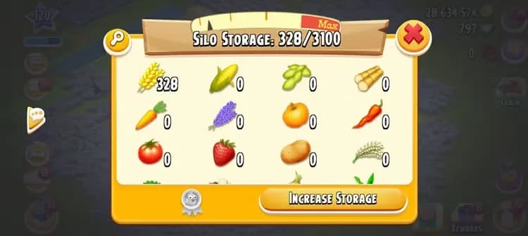 Hay Day LvL120 | Barn13500 | 25M Coins | Storage Farm