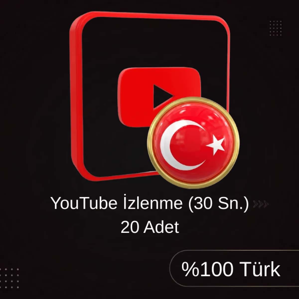 🇹🇷 %100 Türk YouTube 20 İzlenme (30 Sn) Etkileşim Paketi (TR)