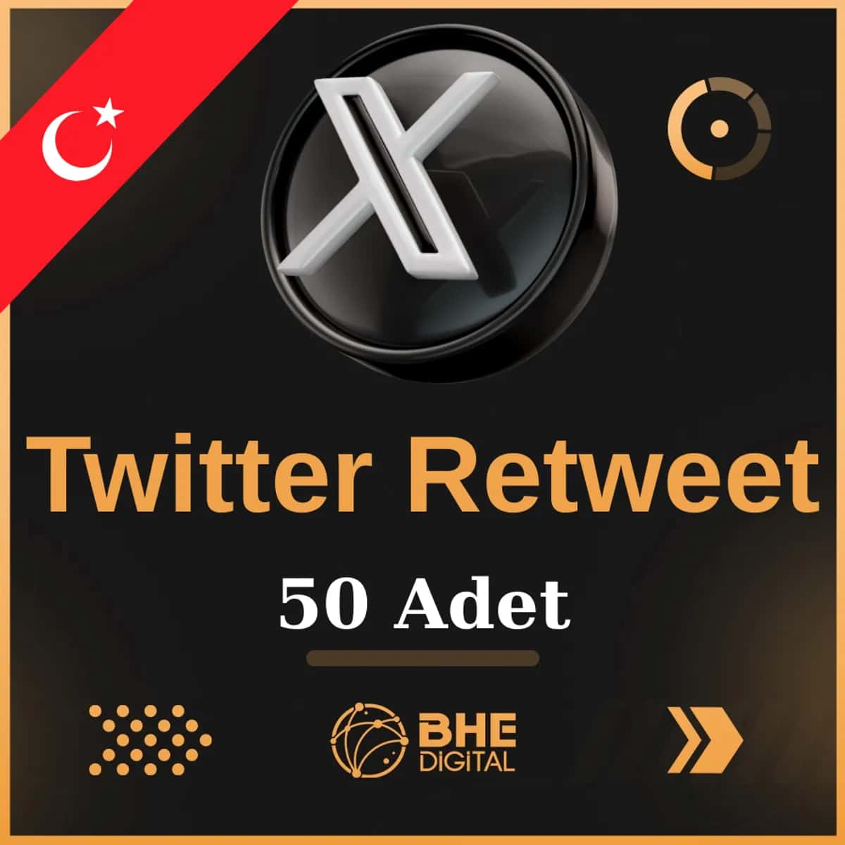 X (Twitter) 50 Adet Türk Retweet